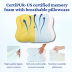 CertiPUR-US certified memory foam with a breathable, machine-washable pillowcase