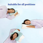 Three women lying down with the Sleepsake Butterfly pillow, suitable for all positions text above.