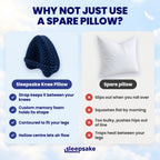 Sleepsake contoured knee pillow vs a spare square pillow between the knees – memory foam leg pillow that holds its shape and stays in place all night